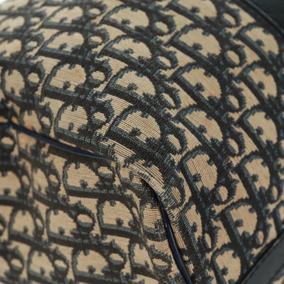 Christian Dior Trotter Canvas Boston Bag Navy Silver Auth 158811