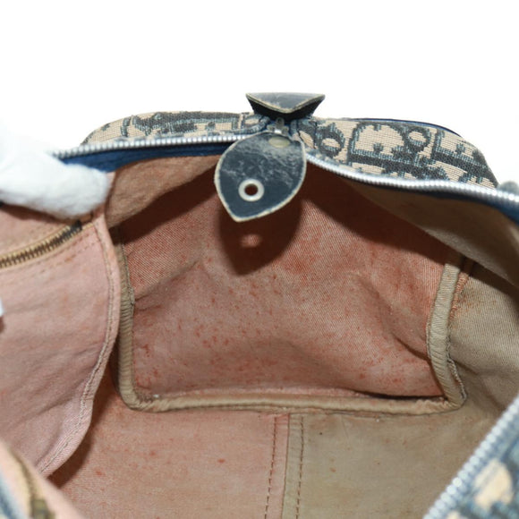 Christian Dior Trotter Canvas Boston Bag Navy Silver Auth 158811