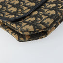 Christian Dior Trotter Canvas Shoulder Bag Navy Gold Auth 158813-14