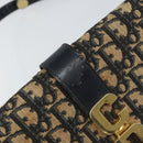 Christian Dior Trotter Canvas Shoulder Bag Navy Gold Auth 158813-10