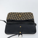 Christian Dior Trotter Canvas Shoulder Bag Navy Gold Auth 158813-18