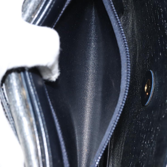 Christian Dior Trotter Canvas Shoulder Bag Navy Gold Auth 158813