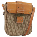 Christian Dior Trotter Canvas Shoulder Bag Brown Gold Auth 158816-1