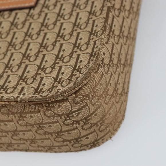 Christian Dior Trotter Canvas Shoulder Bag Brown Gold Auth 158816