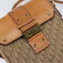 Christian Dior Trotter Canvas Shoulder Bag Brown Gold Auth 158816-16
