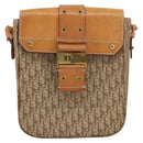 Christian Dior Trotter Canvas Shoulder Bag Brown Gold Auth 158816-2