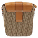 Christian Dior Trotter Canvas Shoulder Bag Brown Gold Auth 158816-3