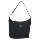 PRADA Shoulder Bag Nylon Black Silver Auth 158819-1