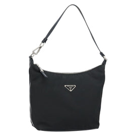 PRADA Shoulder Bag Nylon Black Silver Auth 158819