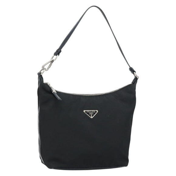 PRADA Shoulder Bag Nylon Black Silver Auth 158819