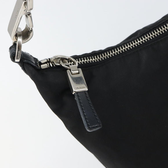PRADA Shoulder Bag Nylon Black Silver Auth 158819