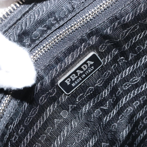 PRADA Shoulder Bag Nylon Black Silver Auth 158819