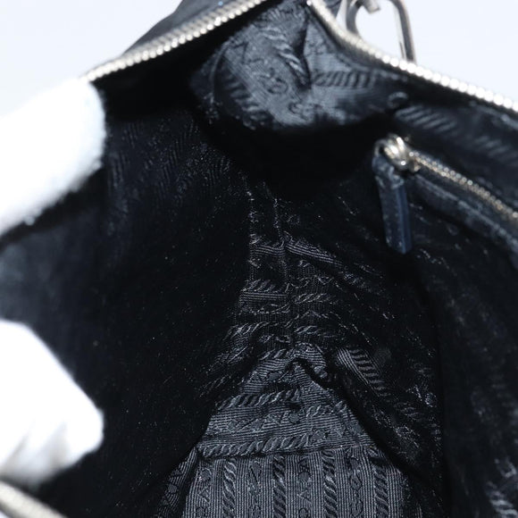 PRADA Shoulder Bag Nylon Black Silver Auth 158819