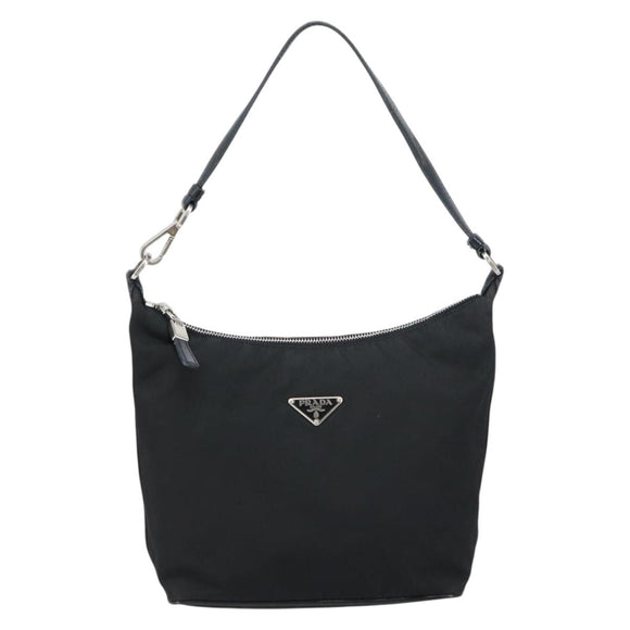 PRADA Shoulder Bag Nylon Black Silver Auth 158819