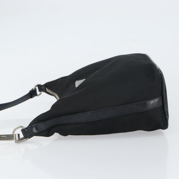 PRADA Shoulder Bag Nylon Black Silver Auth 158819
