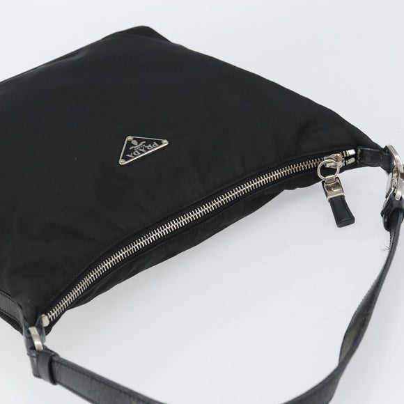 PRADA Shoulder Bag Nylon Black Silver Auth 158819