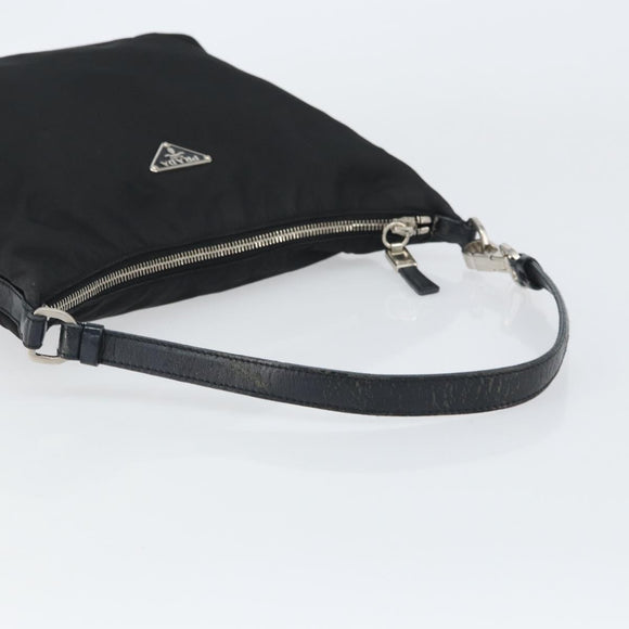 PRADA Shoulder Bag Nylon Black Silver Auth 158819