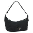 PRADA Shoulder Bag Nylon Black Silver Auth 158820-1