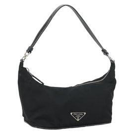 PRADA Shoulder Bag Nylon Black Silver Auth 158820