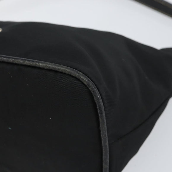 PRADA Shoulder Bag Nylon Black Silver Auth 158820