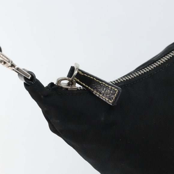 PRADA Shoulder Bag Nylon Black Silver Auth 158820