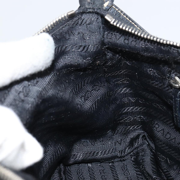 PRADA Shoulder Bag Nylon Black Silver Auth 158820