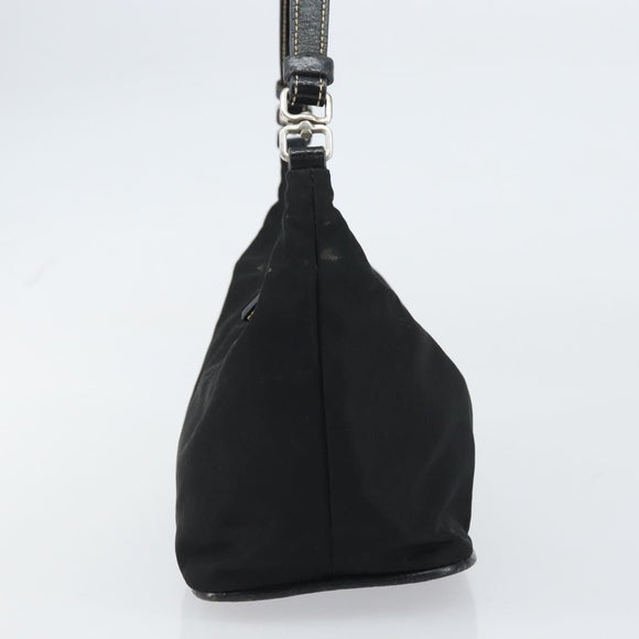 PRADA Shoulder Bag Nylon Black Silver Auth 158820