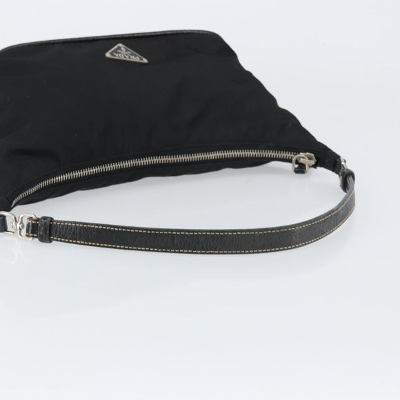 PRADA Shoulder Bag Nylon Black Silver Auth 158820