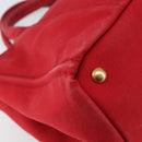 PRADA Canapa MM Hand Bag Canvas Red Gold Auth 158822-16