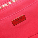 PRADA Canapa MM Hand Bag Canvas Red Gold Auth 158822-17