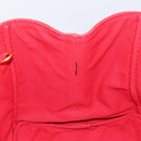 PRADA Canapa MM Hand Bag Canvas Red Gold Auth 158822-19