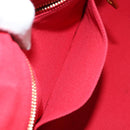 PRADA Canapa MM Hand Bag Canvas Red Gold Auth 158822-22