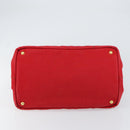 PRADA Canapa MM Hand Bag Canvas Red Gold Auth 158822-5