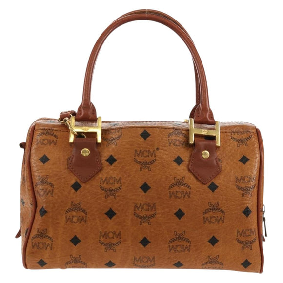 MCM Logogram Vicetos Hand Bag PVC Leather 2way Brown Gold Auth 158823