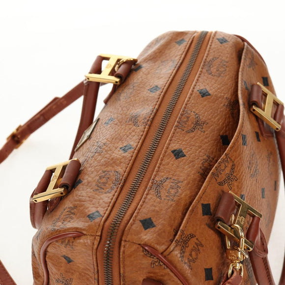 MCM Logogram Vicetos Hand Bag PVC Leather 2way Brown Gold Auth 158823