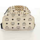 MCM Vicetos Logogram Backpack PVC Leather White Gold Auth 158824-12