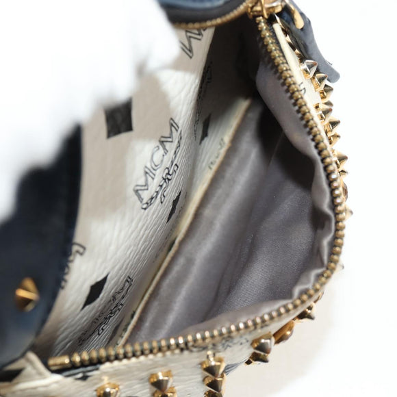 MCM Vicetos Logogram Backpack PVC Leather White Gold Auth 158824