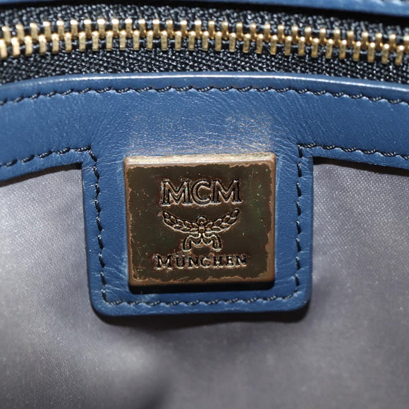 MCM Vicetos Logogram Backpack PVC Leather White Gold Auth 158824