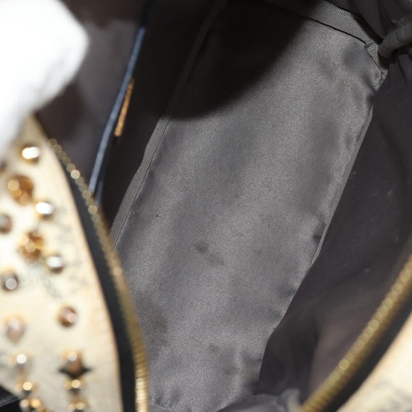 MCM Vicetos Logogram Backpack PVC Leather White Gold Auth 158824