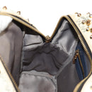 MCM Vicetos Logogram Backpack PVC Leather White Gold Auth 158824-25