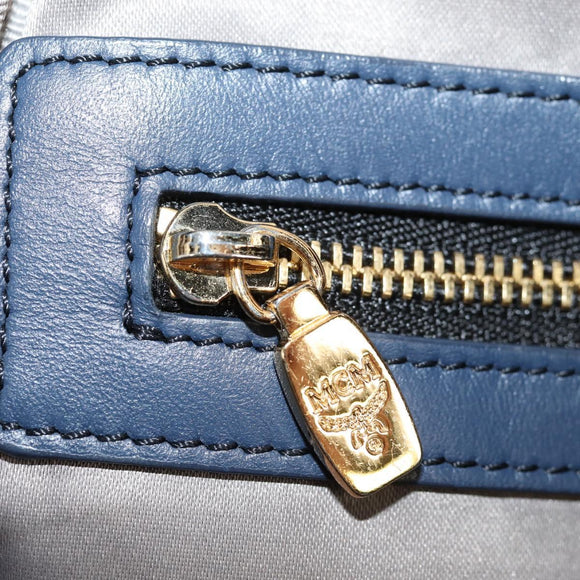 MCM Vicetos Logogram Backpack PVC Leather White Gold Auth 158824