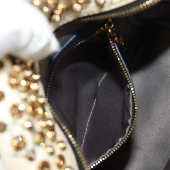 MCM Vicetos Logogram Backpack PVC Leather White Gold Auth 158824