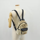 MCM Vicetos Logogram Backpack PVC Leather White Gold Auth 158824-30