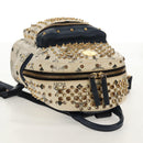 MCM Vicetos Logogram Backpack PVC Leather White Gold Auth 158824-6