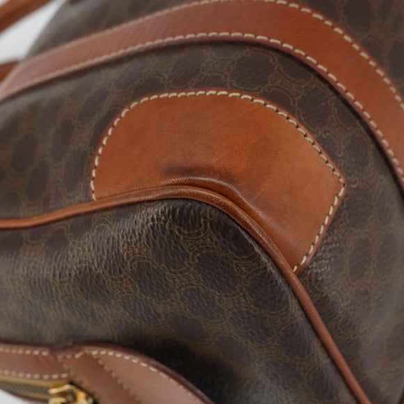 CELINE Macadam Canvas Hand Bag PVC Leather Brown Gold Auth 158827