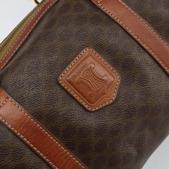 CELINE Macadam Canvas Hand Bag PVC Leather Brown Gold Auth 158827