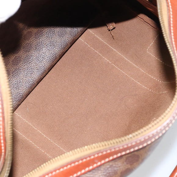 CELINE Macadam Canvas Hand Bag PVC Leather Brown Gold Auth 158827