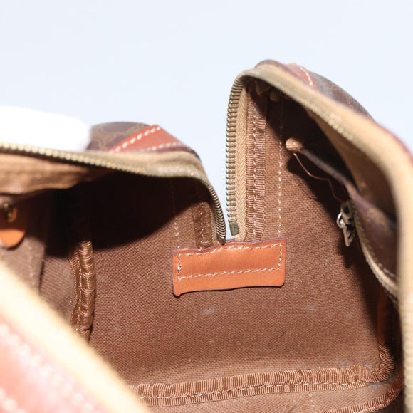 CELINE Macadam Canvas Hand Bag PVC Leather Brown Gold Auth 158827