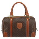 CELINE Macadam Canvas Hand Bag PVC Leather Brown Gold Auth 158827-13