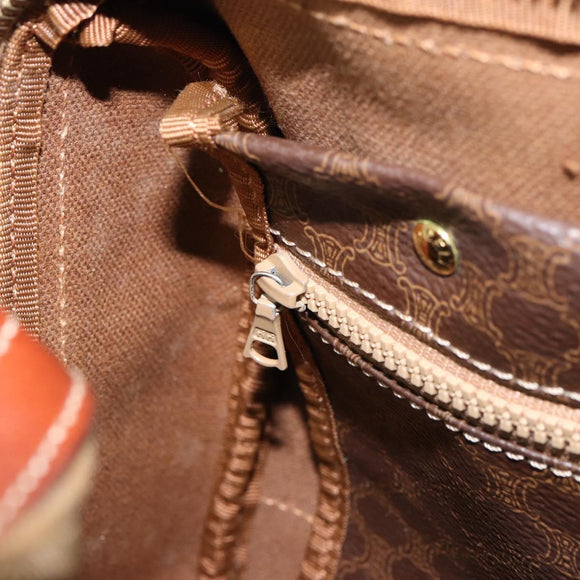 CELINE Macadam Canvas Hand Bag PVC Leather Brown Gold Auth 158827